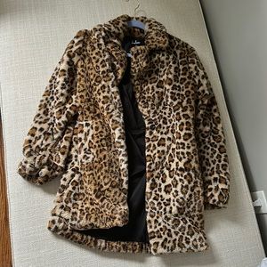 Faux fur leopard coat